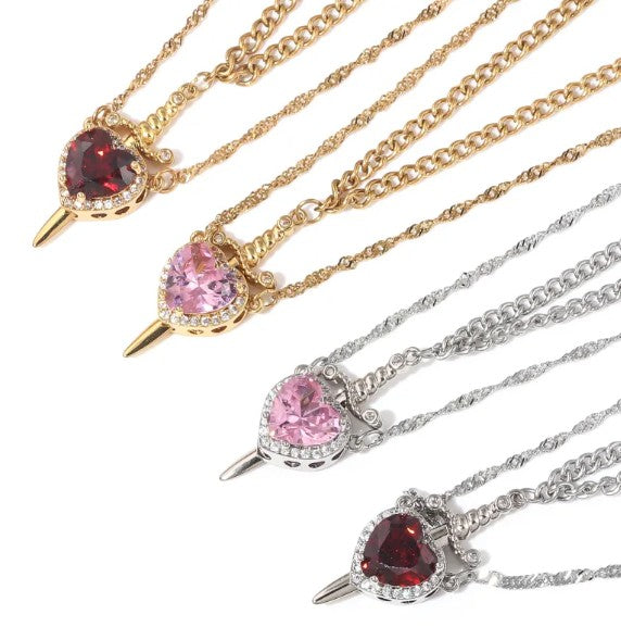 love dagger couple necklace